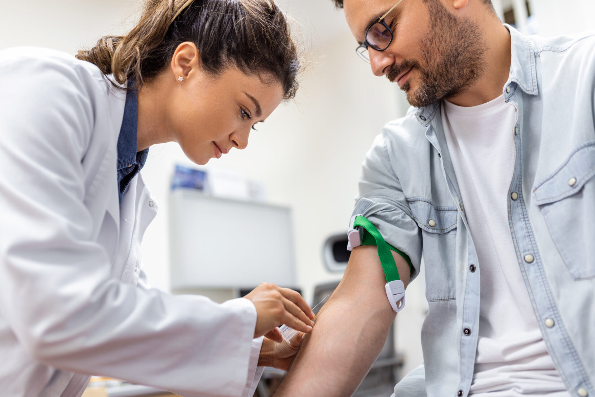 blood test drawn in an urgent care clinic