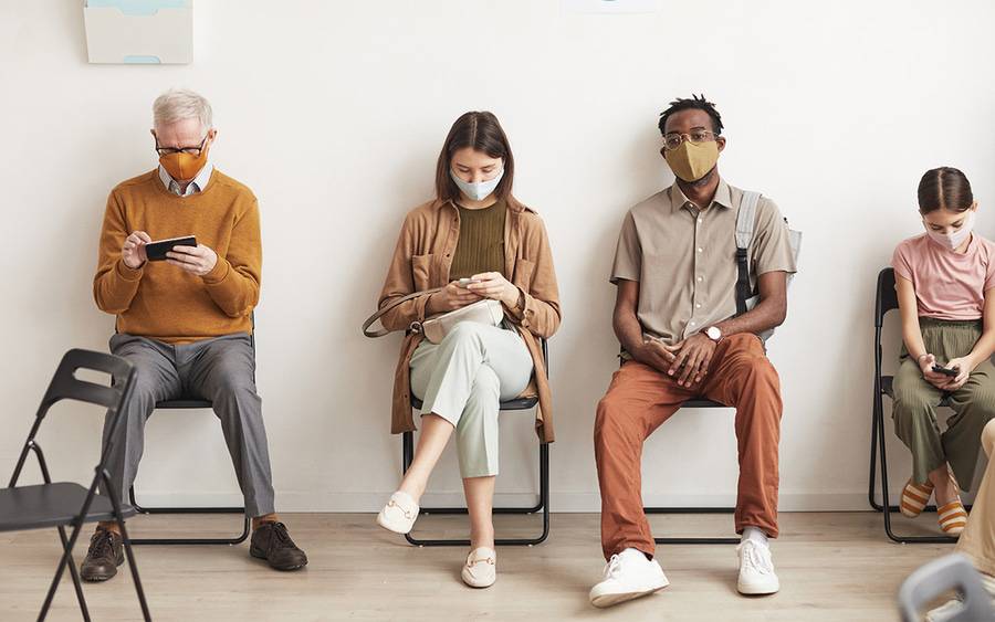 Patients waiting for doctor in an urgent care clinic